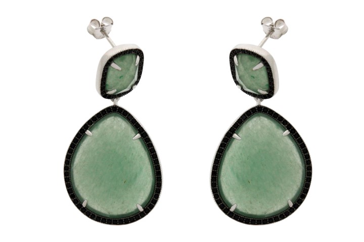 Pendiente plata 925 piedra semi preciosa & cz 