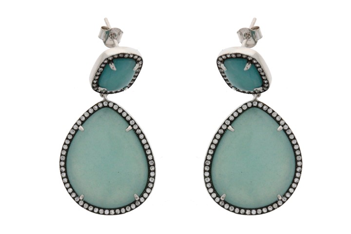 Silver 925  semi precious stone cz earring