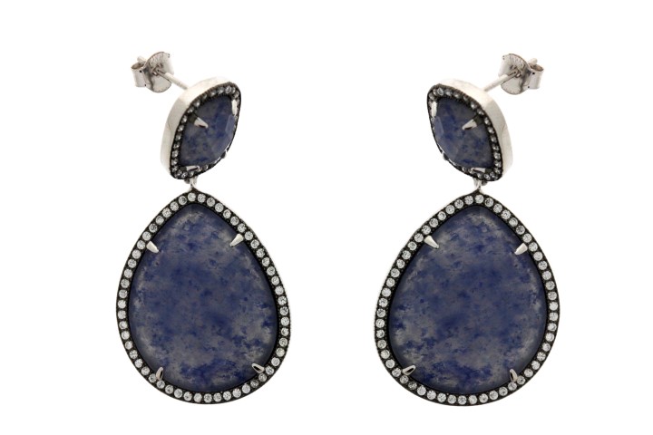 Silver 925  semi precious stone cz earring