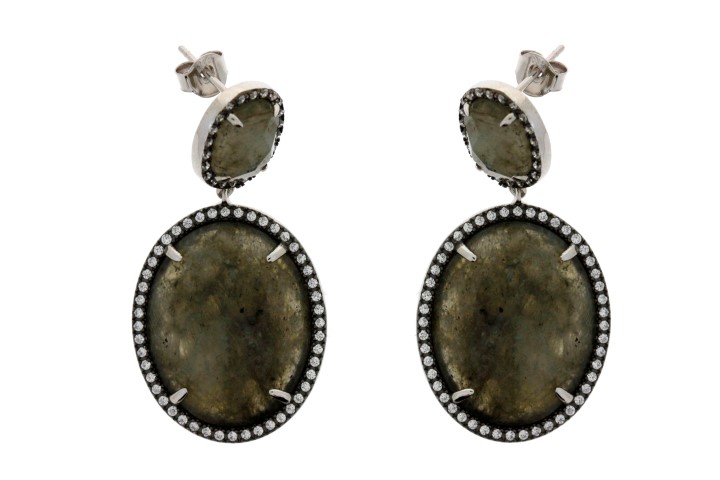 Silver 925  semi precious stone cz earring