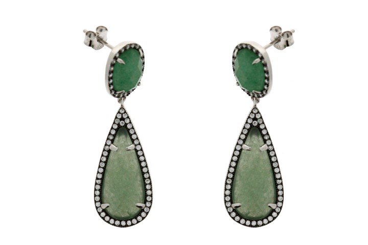 Silver 925  semi precious stone cz earring