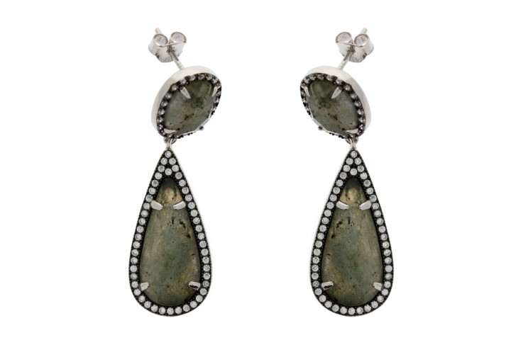 Silver 925  semi precious stone cz earring