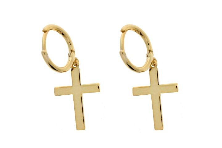 Pendiente plata 925 aro cruz