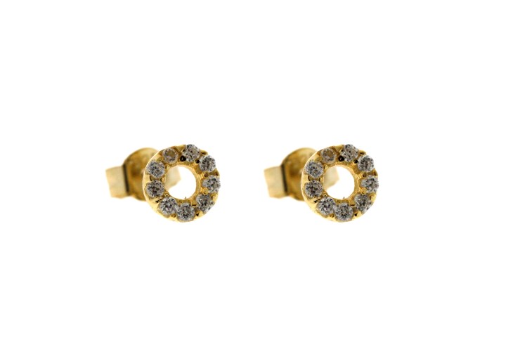 [080970002ZBL] Silver 925 earring cz (Gold plated)