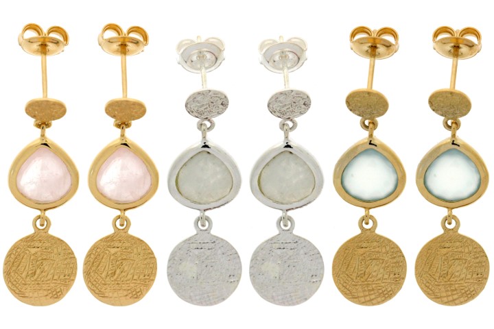 Pendiente plata 925 piedras semipreciosas 