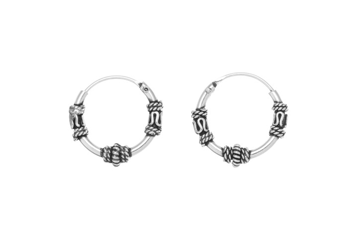 Silver 925 earring hoop bali 15mm