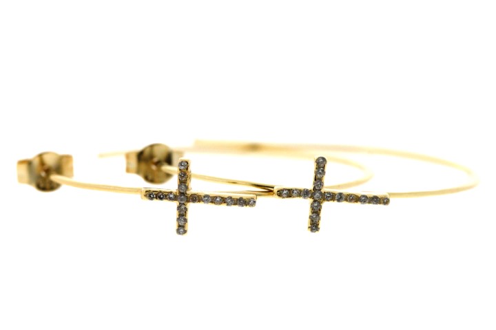 [082140002ZBL] Silver 925 cross earring (Gold plated)
