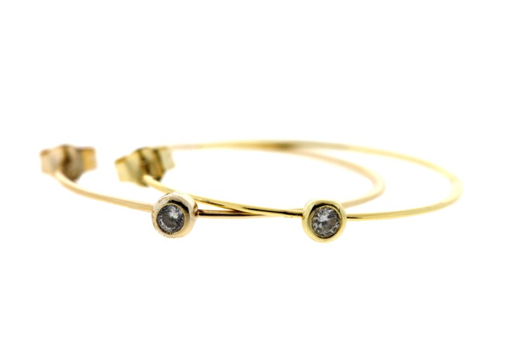 Pendiente plata 925 aro cz montura rusa 