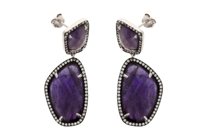 Silver 925  semi precious stone cz earring