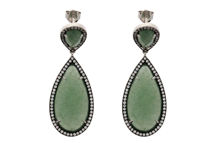 Silver 925  semi precious stone cz earring