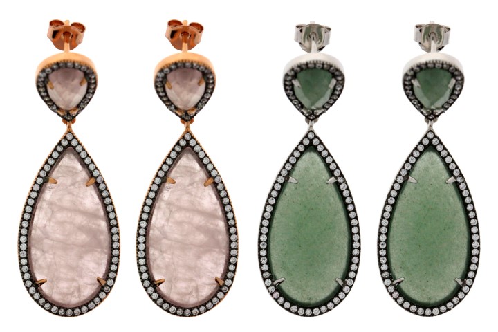 Silver 925  semi precious stone cz earring
