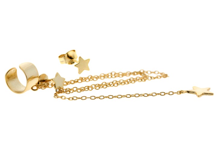 Pendiente plata 925 dos estrellas con cadena 