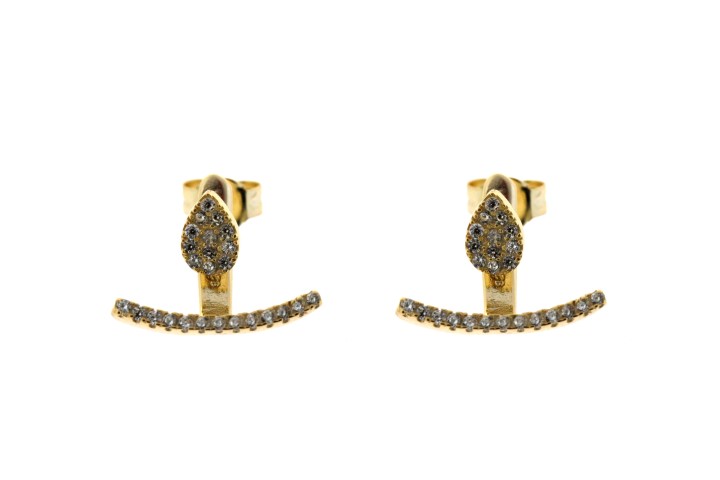 [083340002ZBL] Silver 925 earring cz (White, Gold plated)