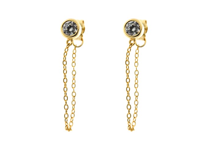 [083350002ZBL] Silver 925 earring cz (Gold plated)