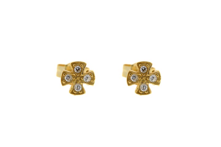 Pendiente plata 925 zirconita cruz 