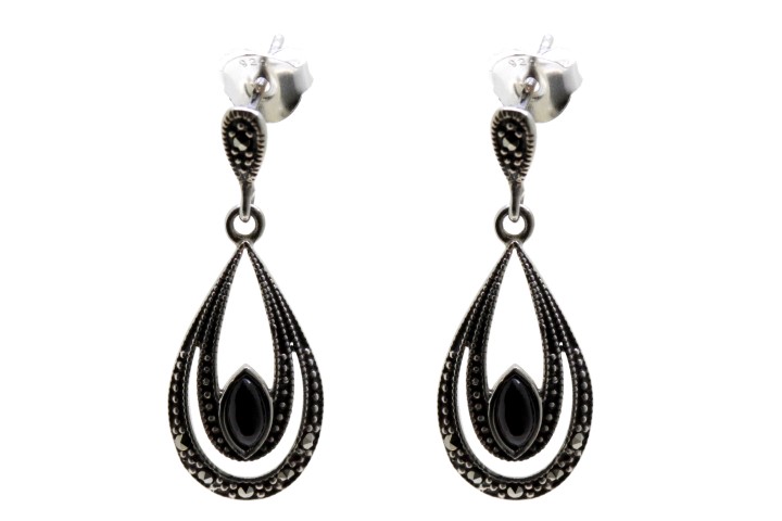 Pendiente plata 925  marquesita con nacar 