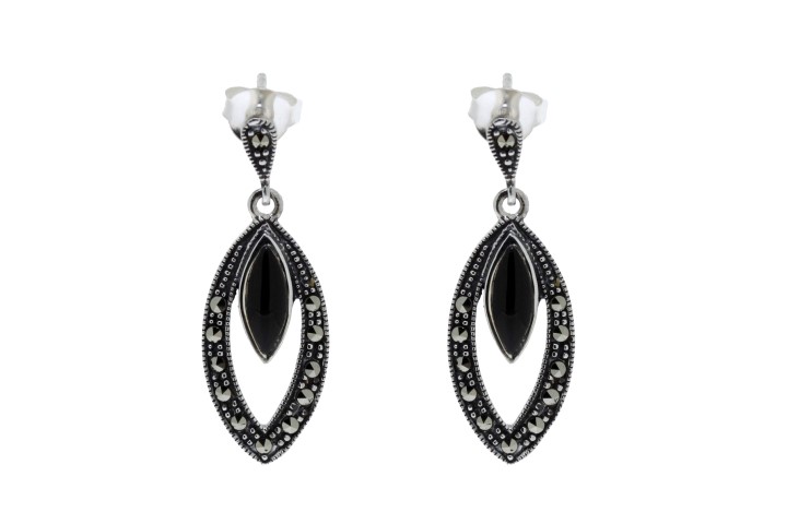 Pendiente plata 925  marquesita con nacar 