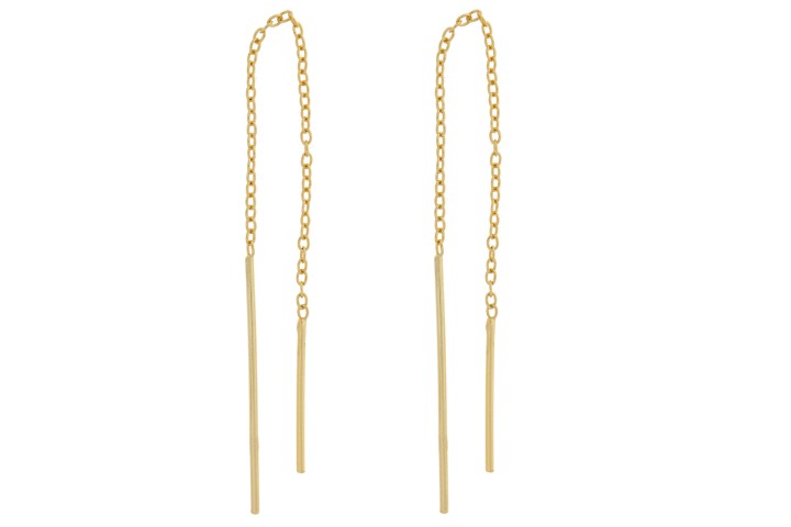 Pendiente plata 925 palito con cadena pasante