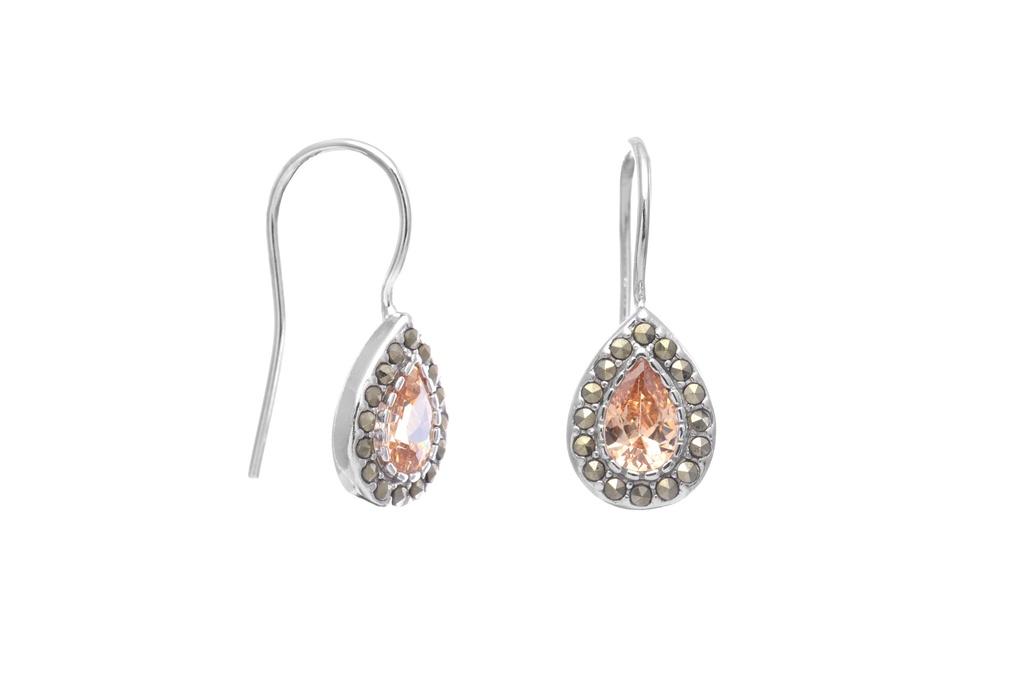 Pendiente plata 925  marquesita con zirconita 