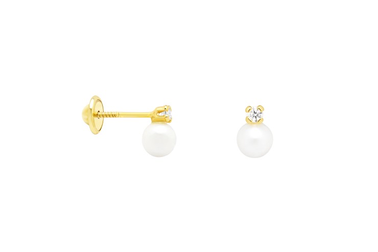 Silver 925 baby pearl & cz earring