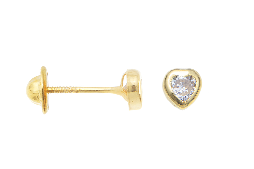 Silver 925 heart baby cz earring