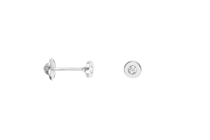[088530401ZBL] Silver 925 rounded baby cz earring (4.00MM)