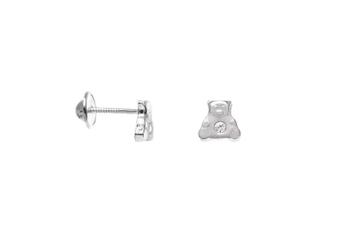 Silver 925 bear baby cz earring