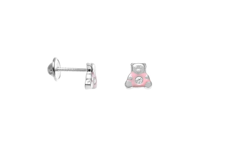 Silver 925 bear baby cz earring