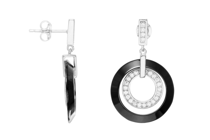 Pendiente plata 925 ceramica con zirconita 