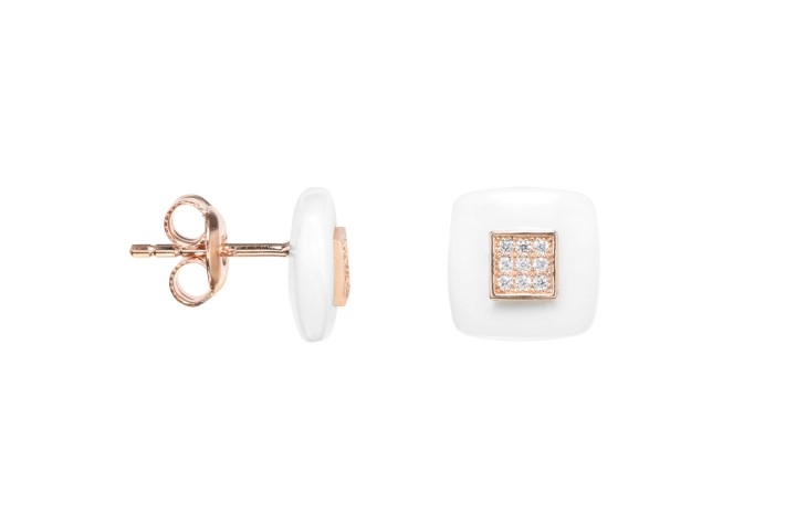 [089110003ZCB] Pendiente plata 925 ceramica con zirconita  (Blanca, Oro rosa)