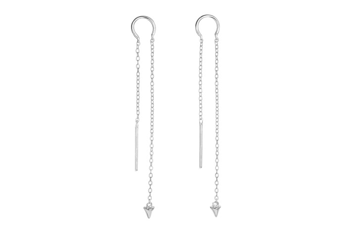 Pendiente plata 925 con cadena pasante 