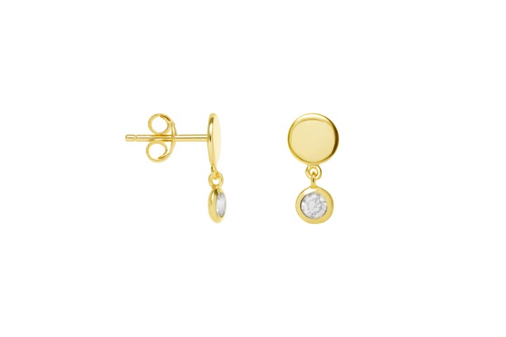 Pendiente plata 925 circulo + cz 4mm 