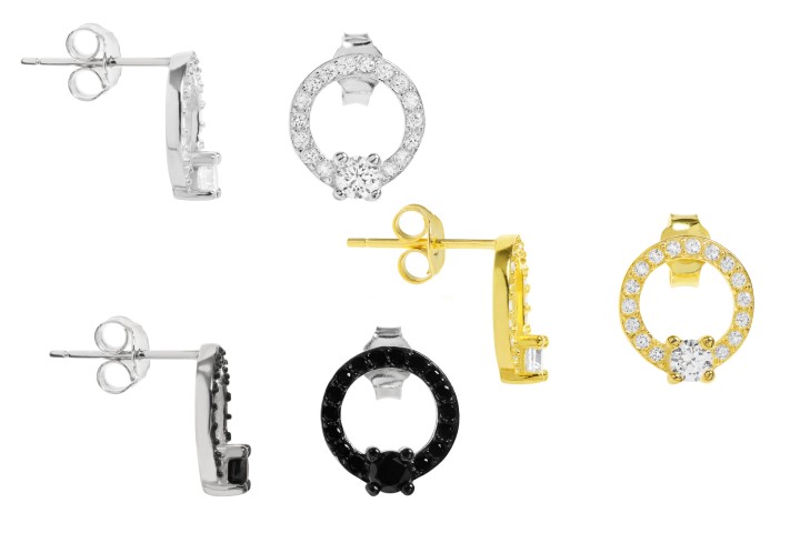 Pendiente plata 925 zirconita circulo 