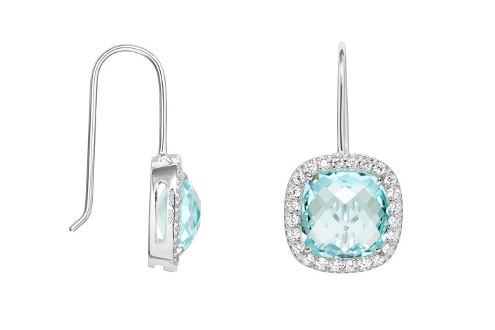 [091860001GAQ] Pendiente plata 925 con zirconitas  (Aguamarina)