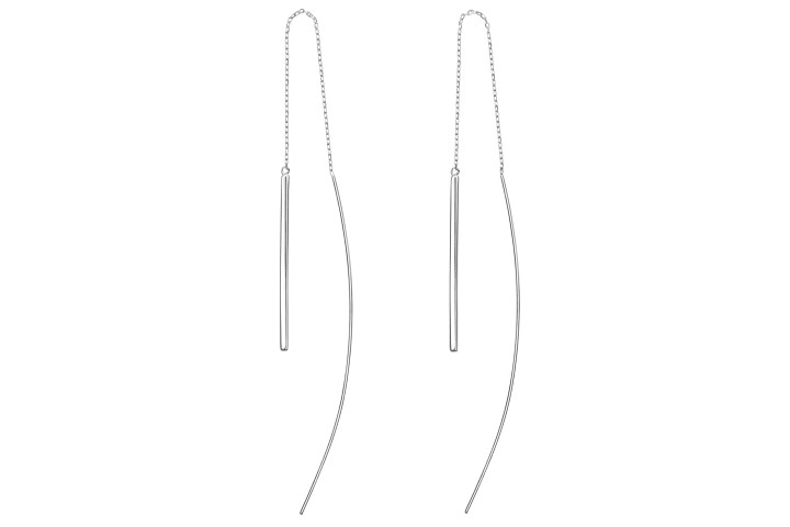 Pendiente plata 925 pasante barra con cadena