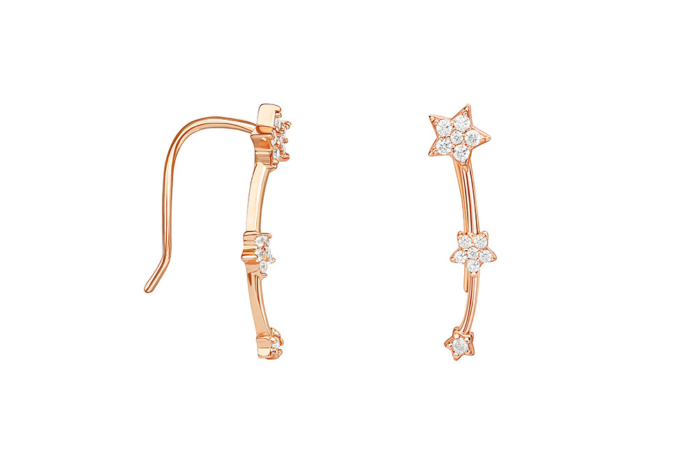 [094180002ZBL] Pendiente plata 925 cz trepador estrellas  (Oro)