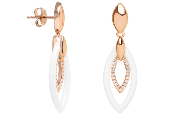 [095800003ZCB] Silver 925 ceramic cz earring (White, Rose gold plated)