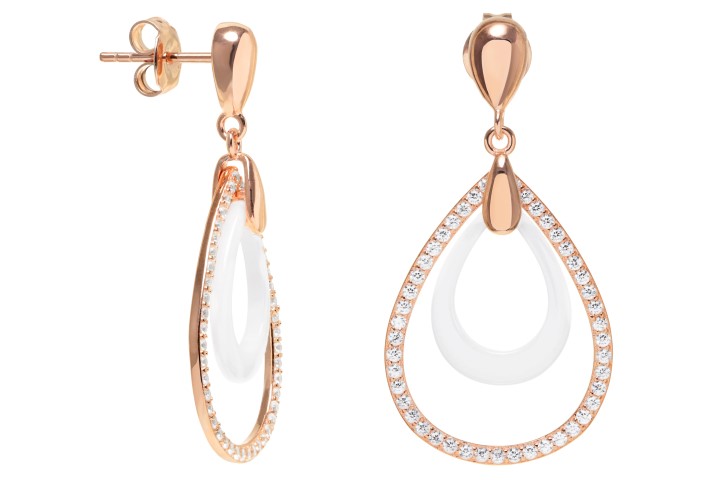 [095860003ZCB] Silver 925 ceramic cz earring (White, Rose gold plated)