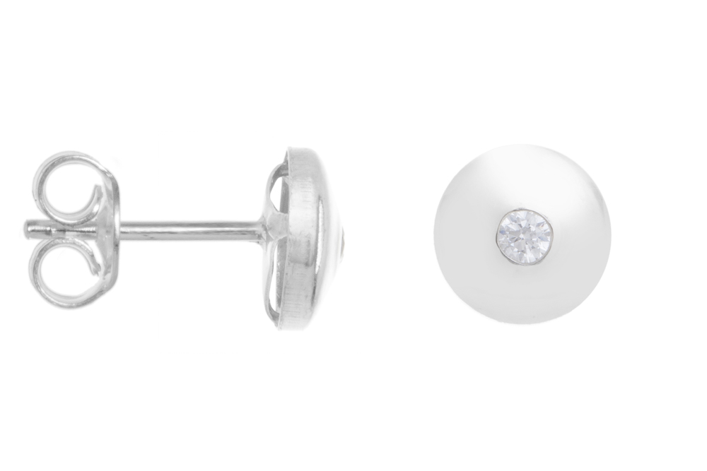 [097990601ZBL] Pendiente plata 925 redondo cz  (6MM)
