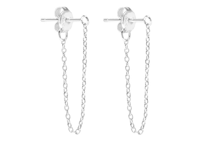 Pendiente plata 925 anilla con cadena 