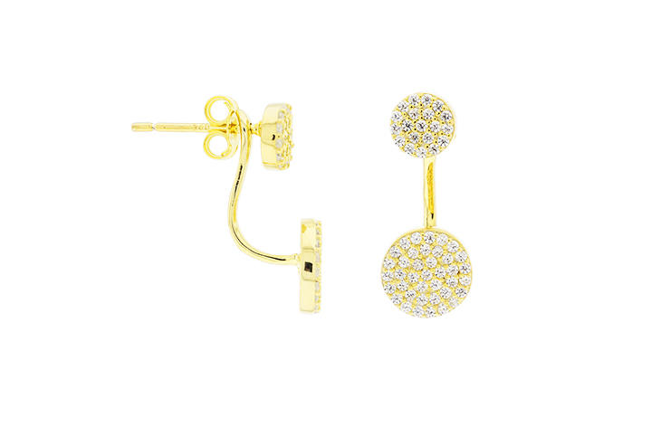 [100450002ZBL] Silver 925 earring cz (Gold plated)