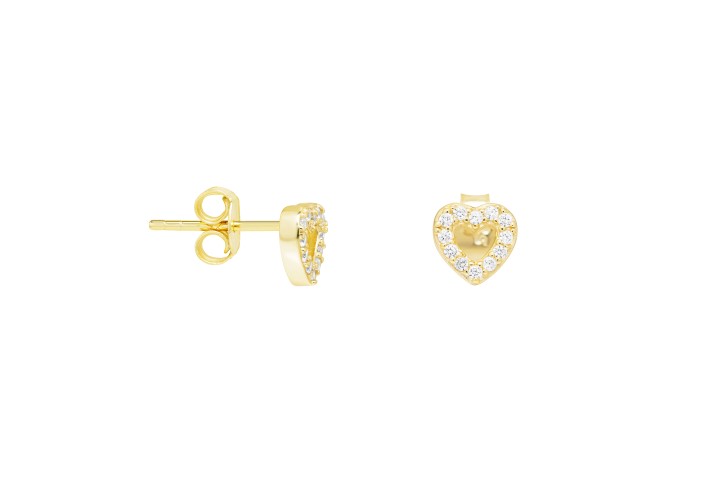 [100750002ZBL] Pendiente plata 925 con zirconita corazon  (Blanca, Oro)