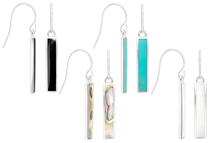Pendiente plata 925 barra gancho hippie 