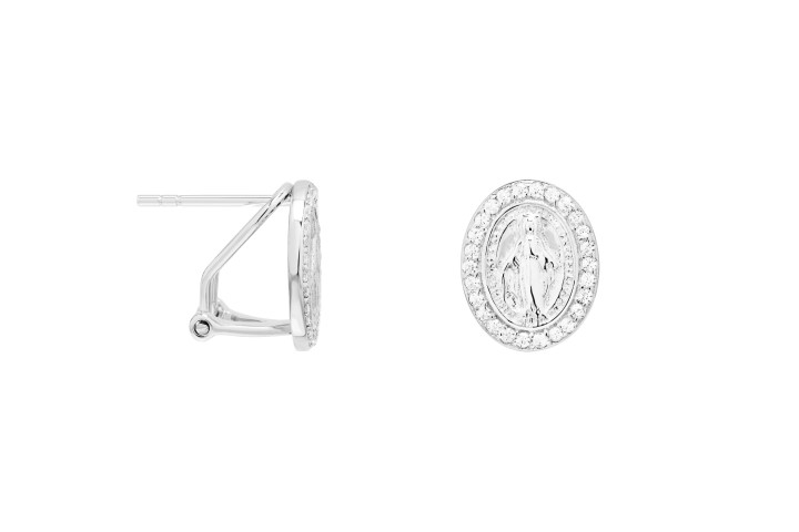 Pendiente plata 925 cz virgen cierre omega