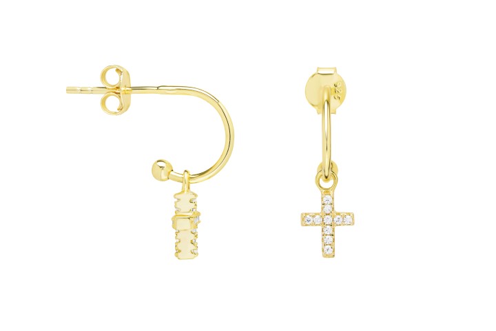 [103250002ZBL] Silver 925 earring cz (White, Gold plated)