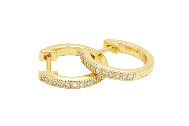 [103980902ZBL] Silver 925 earring cz (9.00MM, White, Gold plated)