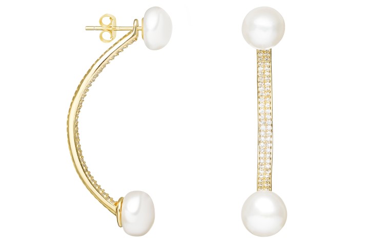 [104090002ZPB] Pendiente plata 925 perla con zirconita  (Oro)
