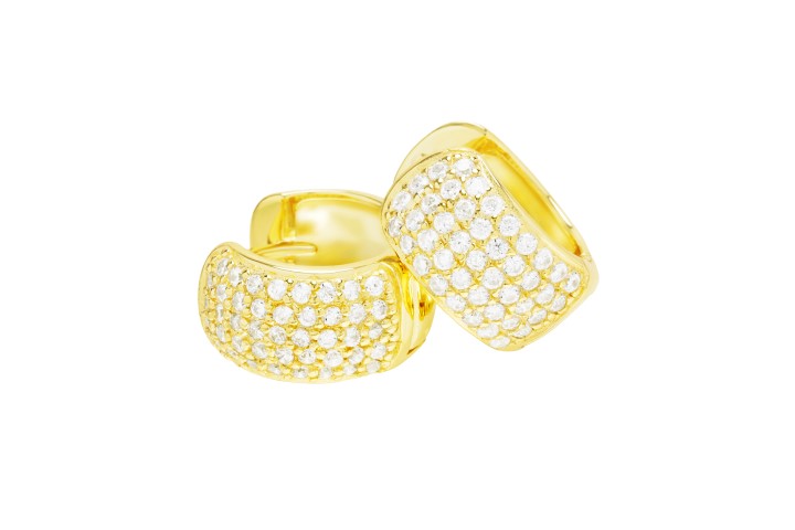 [106091002ZBL] Sterling silver zirconia hoop earring (White, Gold plated)