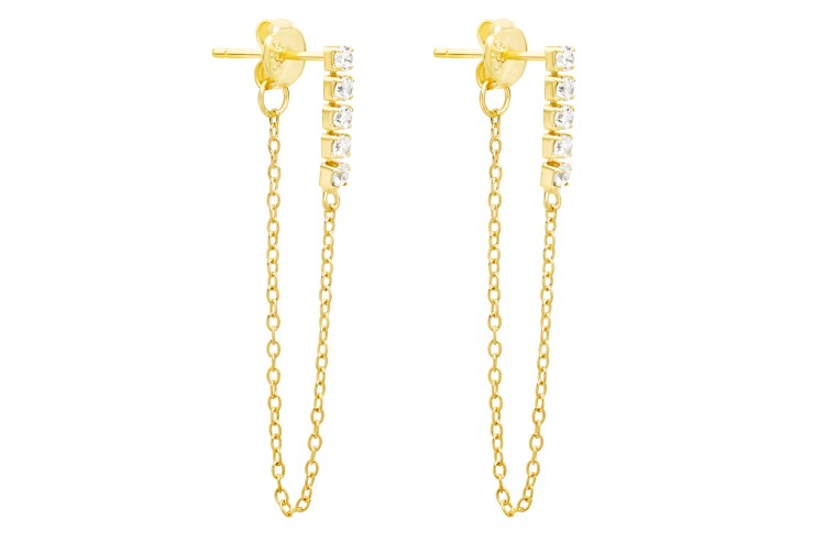 [107070002ZBL] Silver 925 earring cz (Gold plated)