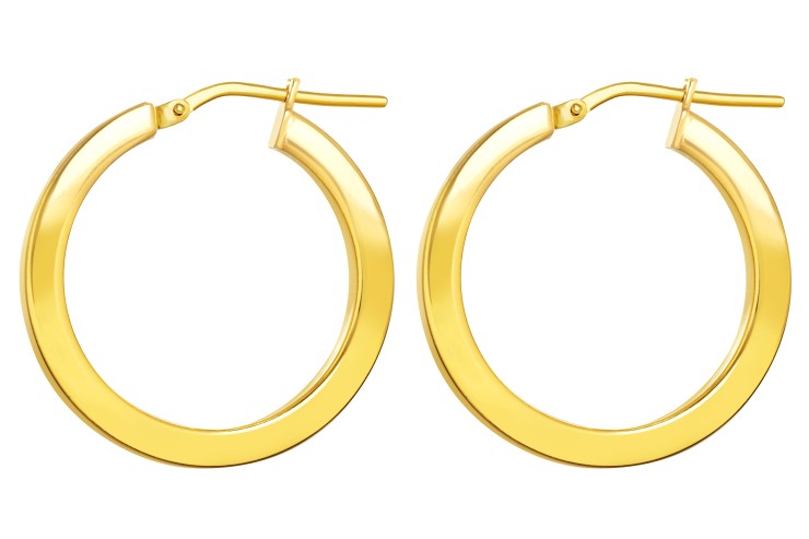 Pendiente aro plata 925 tubo cuadrado 3x3mm